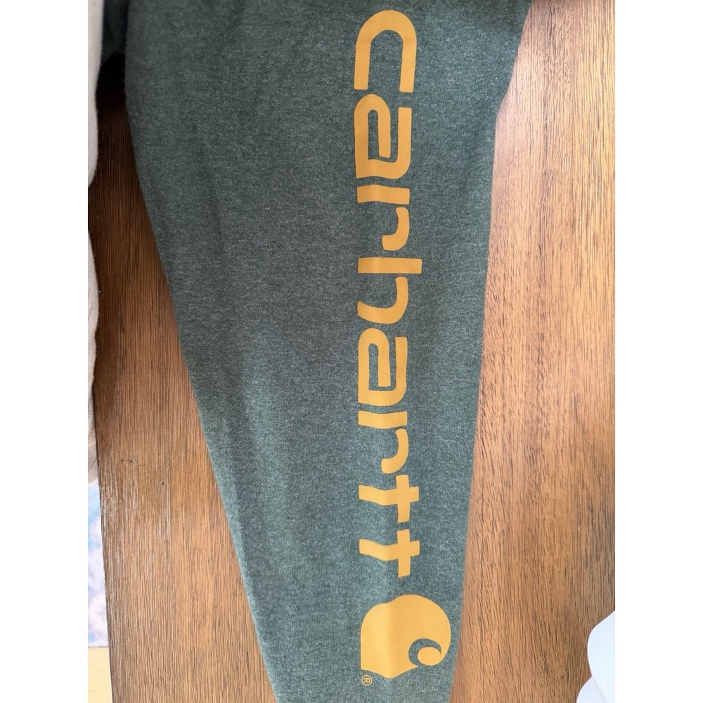 Carhartt Loose Fit Long Sleeve Logo Sleeve T Shirt Green Size Small